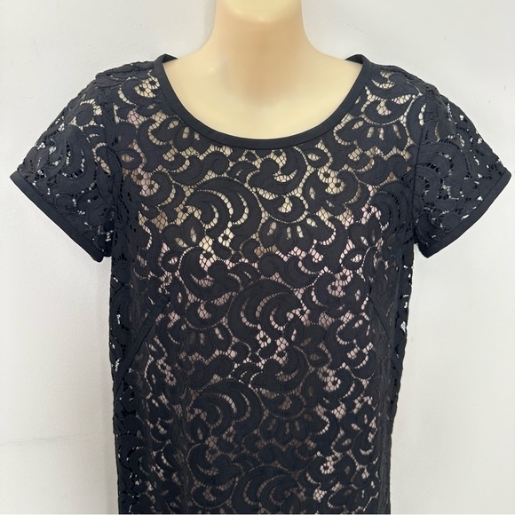 LOFT Black Lace Sheath Mini Dress size 0 - Picture 4 of 5